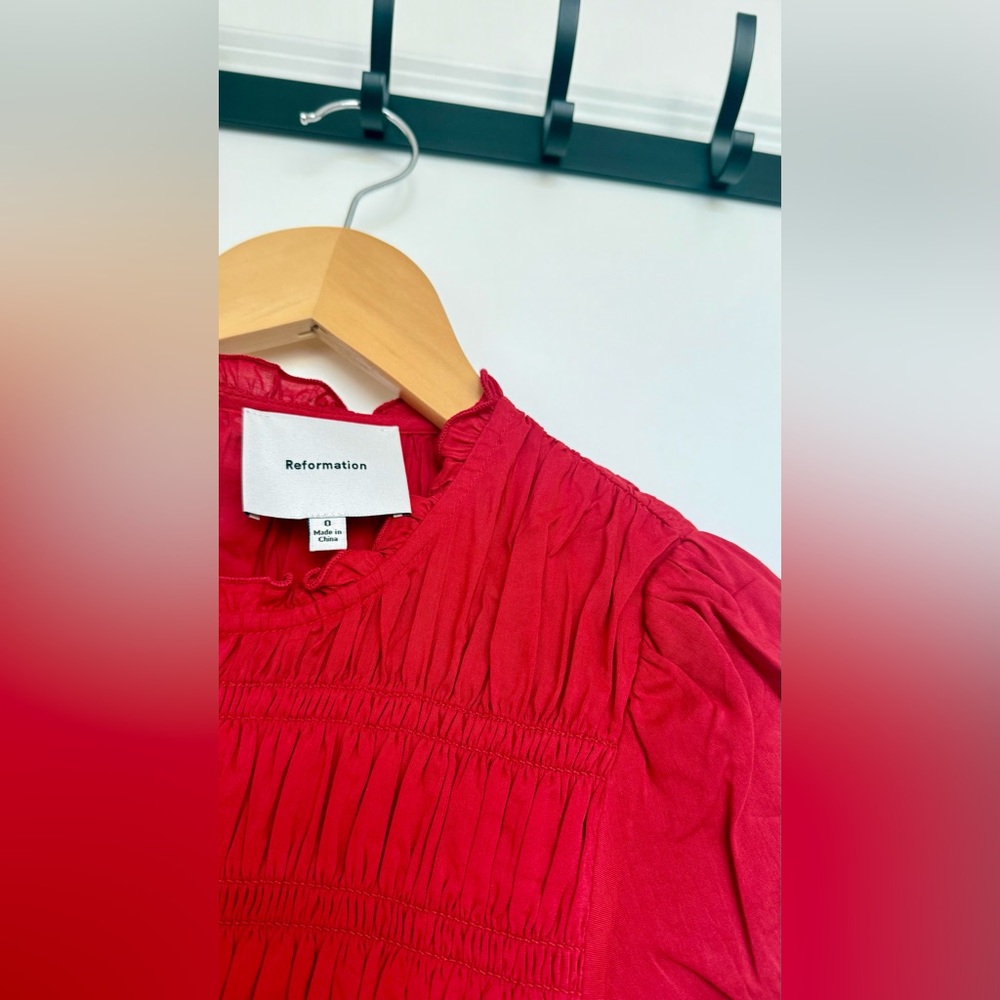 Reformation Kiria Dress in Lipstick Red. Brand new without tags, never worn. - Picture 9 of 16